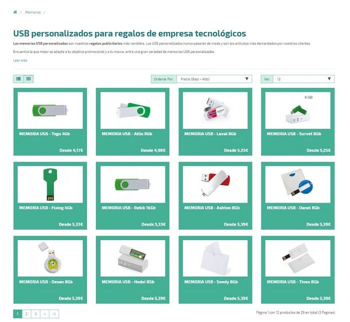 USB personalizados en la tienda online
