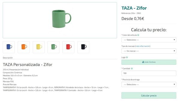 Tazas personalizadas modelo Zifor