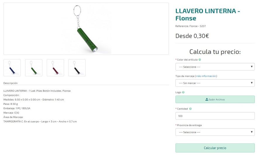 Llaveros llinterna personalizados