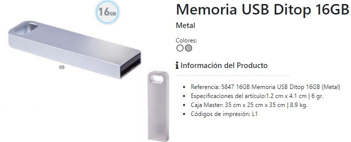 Memoria USB Ditop