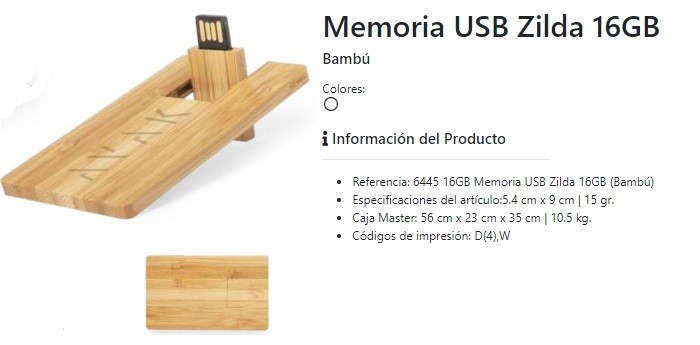 Memoria USB personalizada modelo Zilda