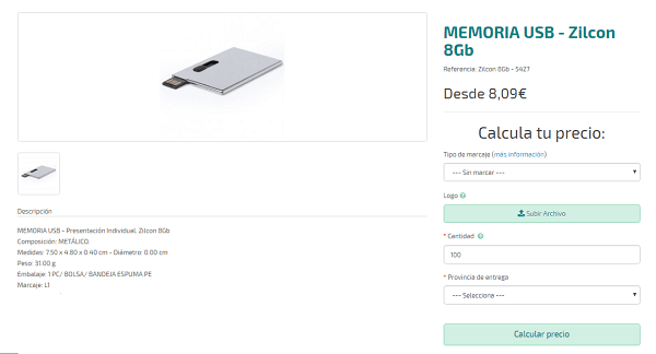 Pendrives personalizados premium modelo Zilcon