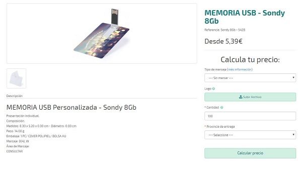 USB Personalizado modelo Sondy