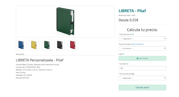 Libretas personalizadas baratas modelo Pilaf