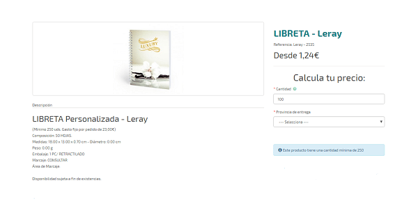 Libretas personalizadas modelo Leray