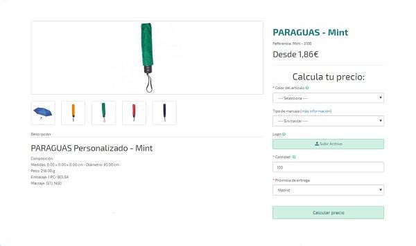 Paraguas personalizados baratos Mint