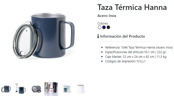 Tazas de acero personalizadas modelo Hanna