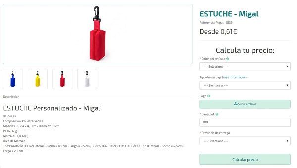 Estuches personalizados modelo Migal