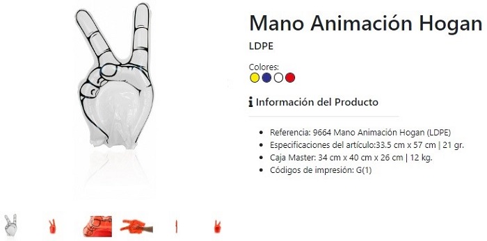 Manopla para eventos deportivos