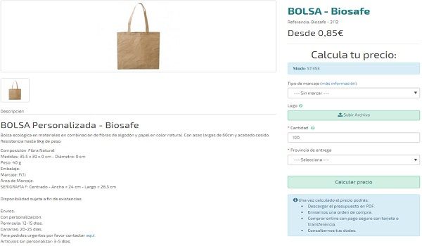 Bolsas personalizadas modelo Biosafe