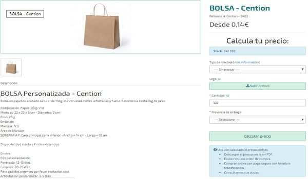 Bolsa personalizada Cention