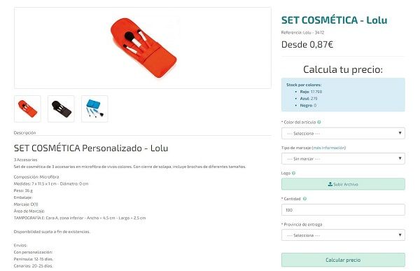 Set de maquillaje personalizado modelo Lolu