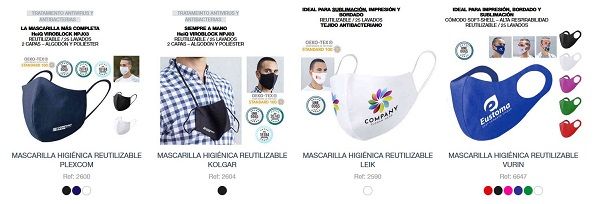 Mascarillas antibacterias personalizadas
