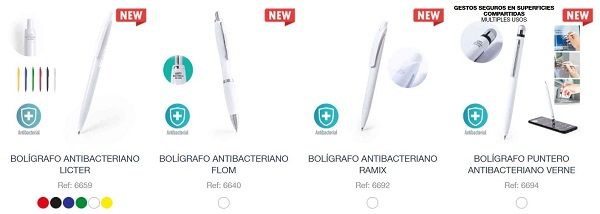 Boligrafos antibacterianos personalizados