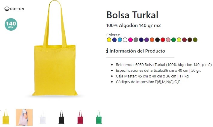 Bolsas de tela personalizadas modelo Turkal