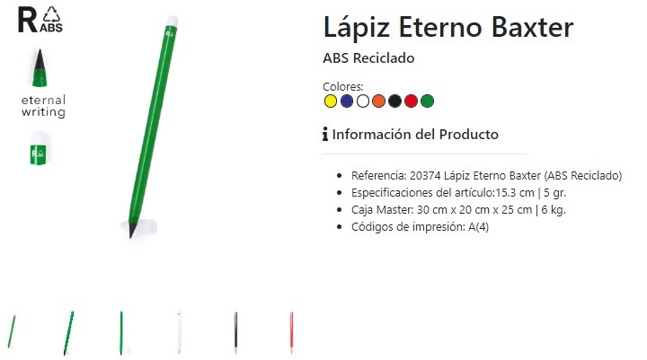 Lápiz personalizado modelo Eterno Baxter