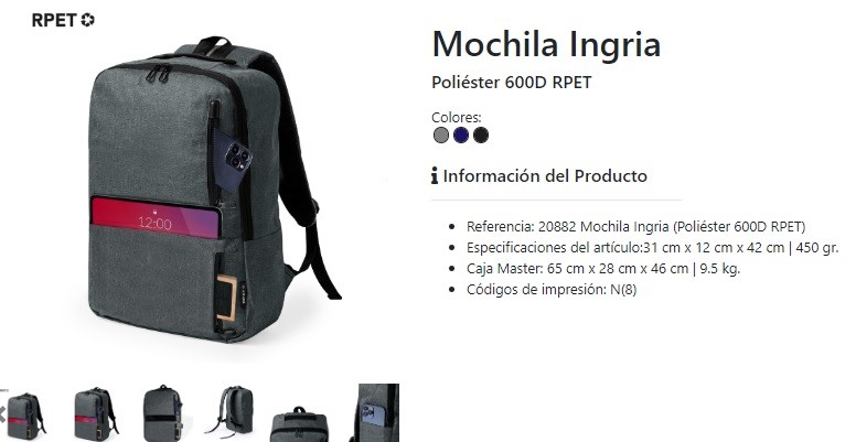 Mochila personalizada modelo Ingria