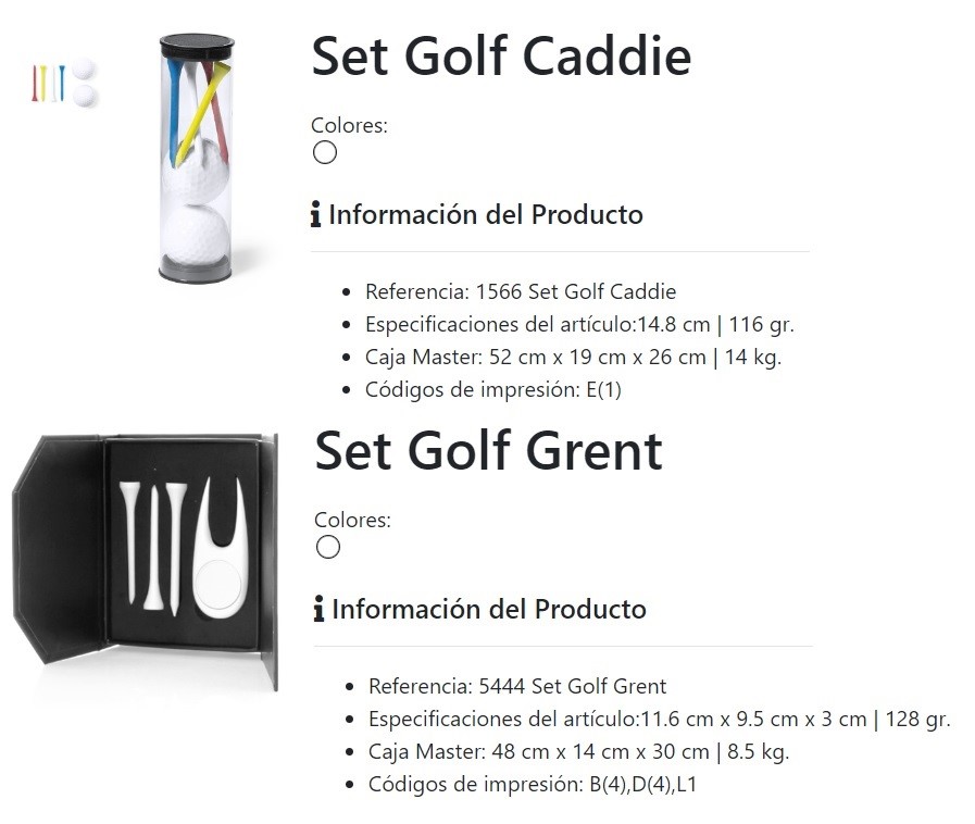 Sets de regalos publicitarios para el golf