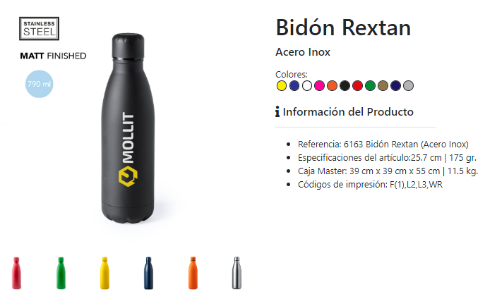 Botella de acero inoxidable rextan