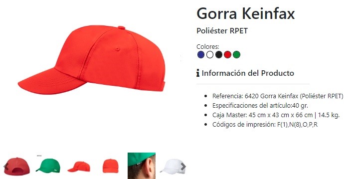 Gorras personalizadas baratas modelo Keinfax