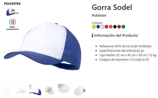 Gorras baratas personalizadas modelo Sodel