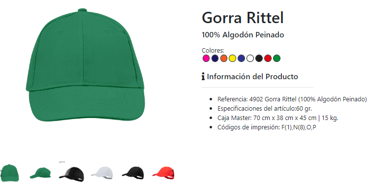 Gorras de algodón personalizadas Rittel